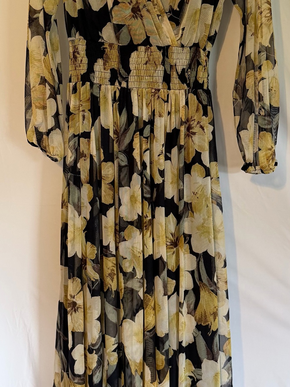 Floral Black and Yellow Maxi Dress
